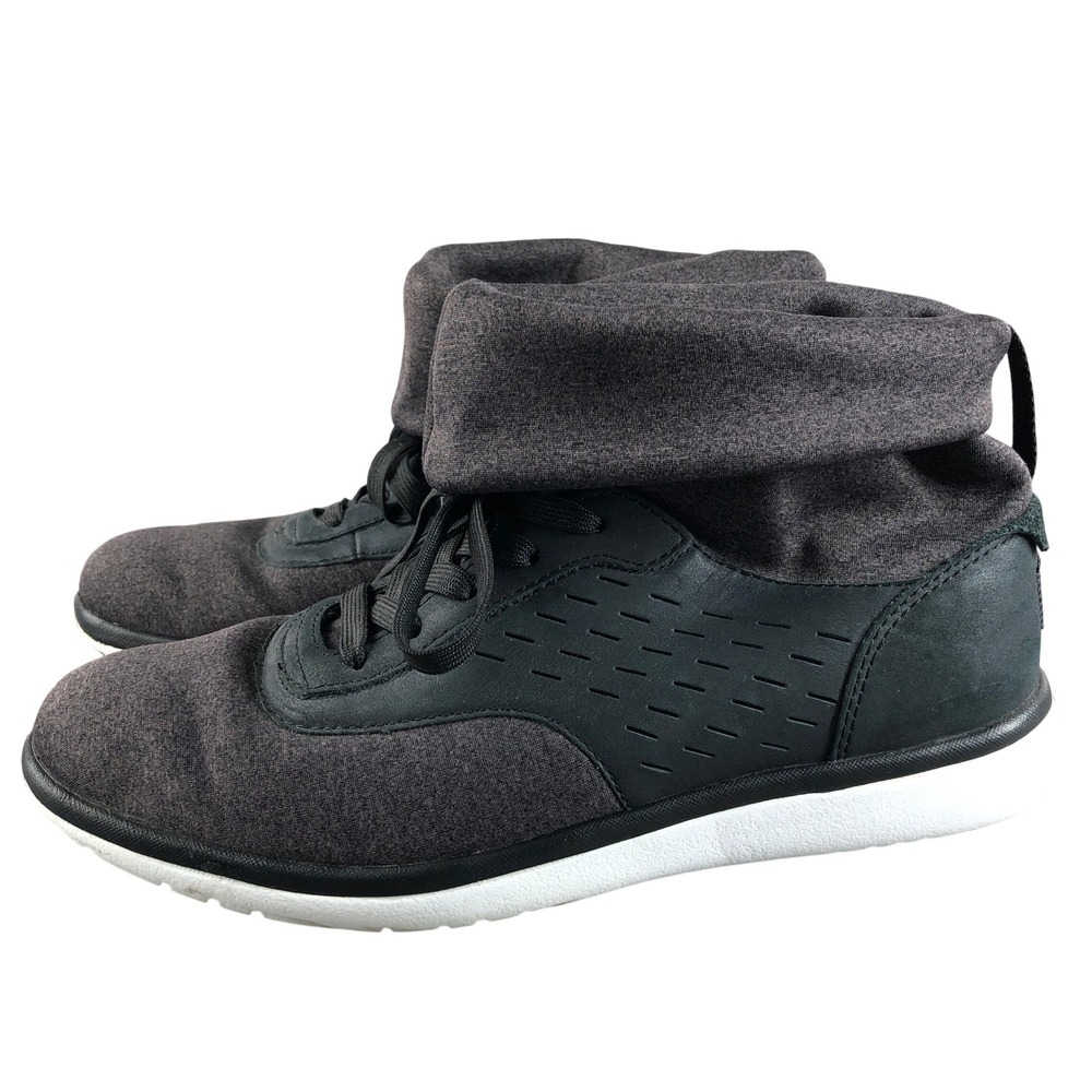 UGG Women's 8.5 Charcoal Gray Lace-Up Fold-Over Sneaker Boots Booties
